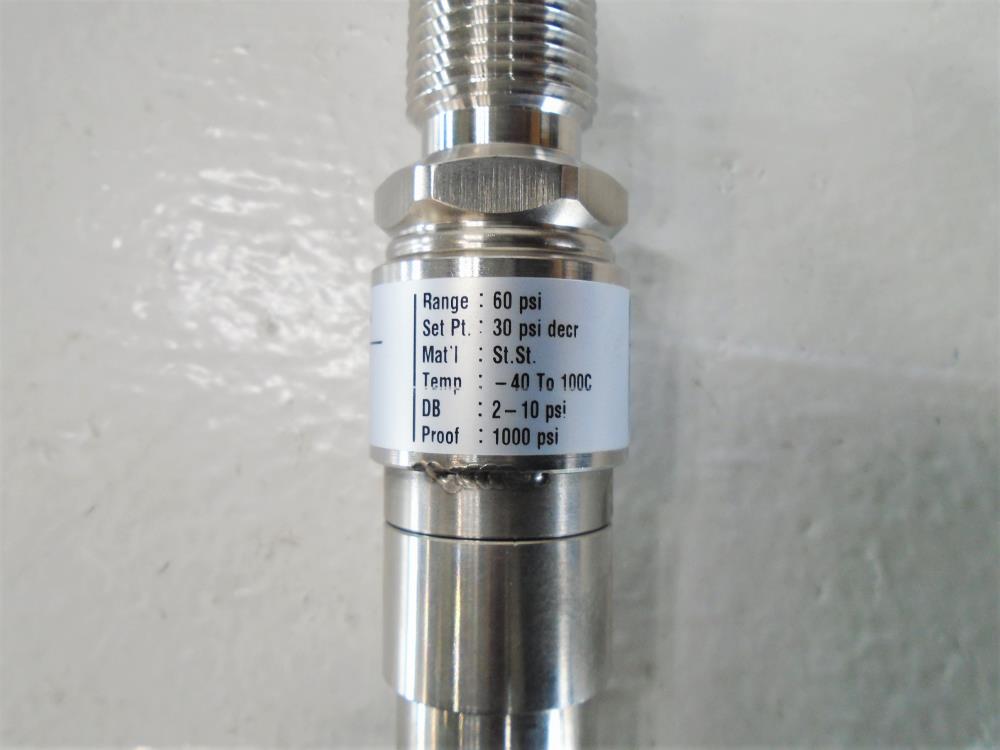 Ashcroft A-Series 60 PSI Pressure Switch, APAN41P012CS2560#-30D-XNH